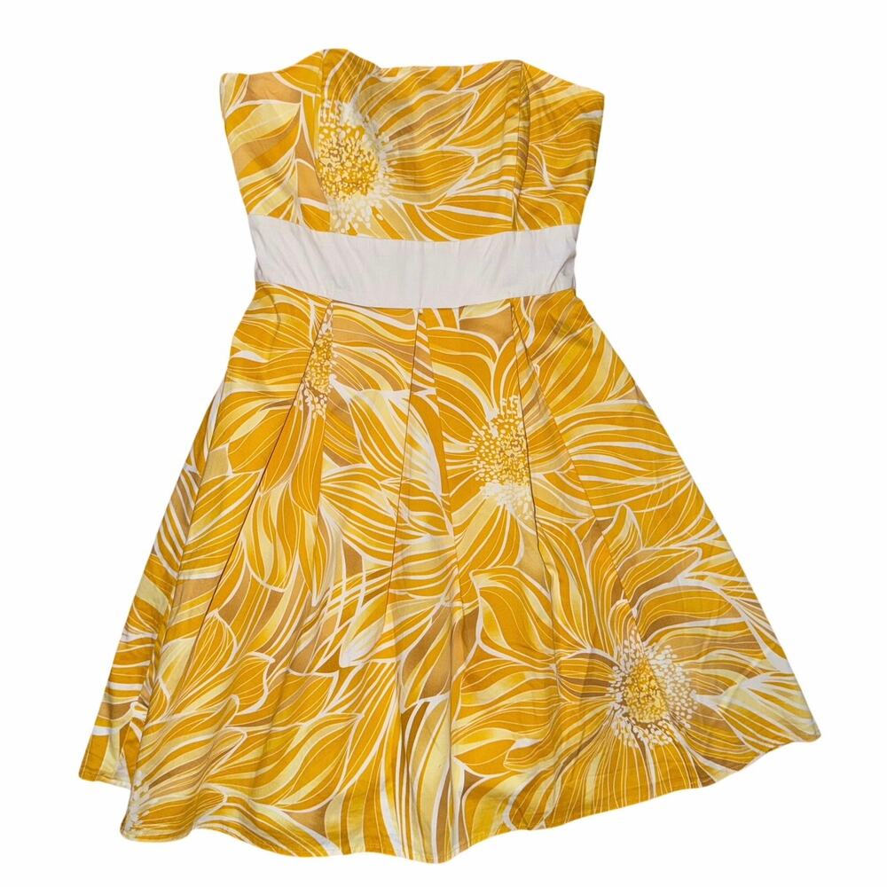 APNY‎ Yellow & White Floral Strapless Fit & Flare Mini Dress Size 8